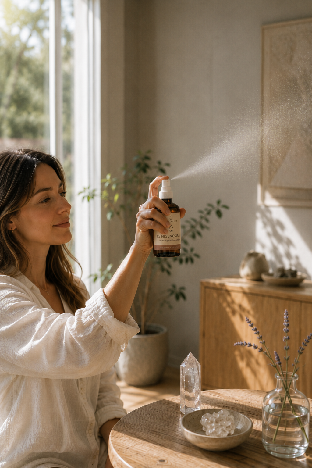Reinigungskraft Raumspray in Anwendung – Quellkraft